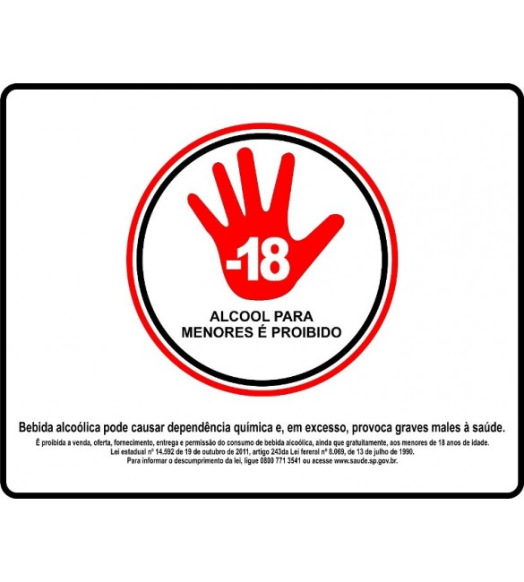 Placa de Sinalização - Alcool para menores e Proibido - Grespan